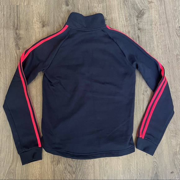 Adidas Quarter-Zip 3 Stripe Fleece Pullover Jacket. - Picture 5 of 8